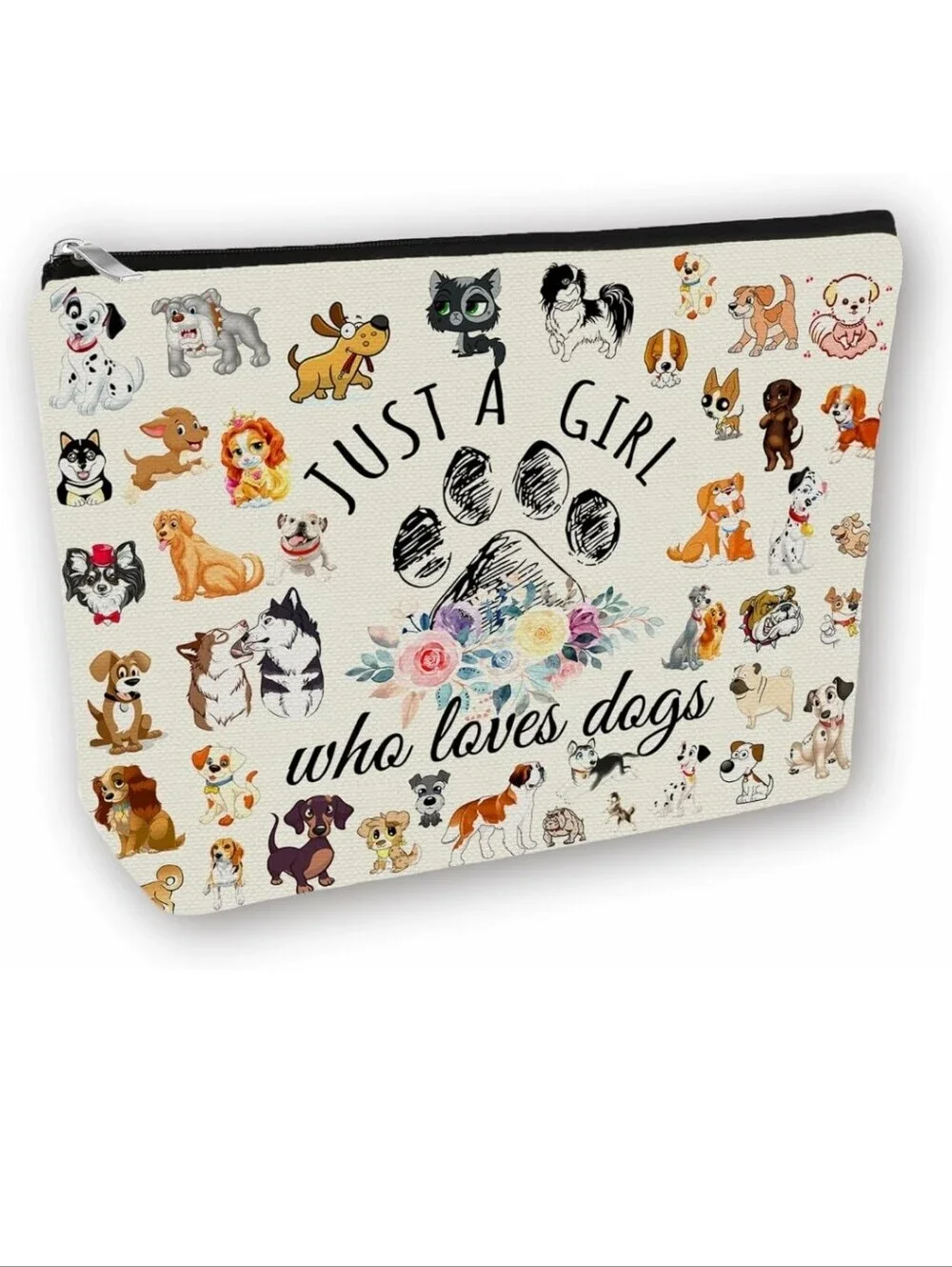 Just A Girl Who Loves Dogs Cosmetic Pouch - Cream